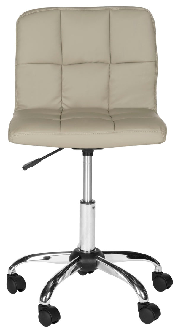 Safavieh Brunner Desk Chair - Modern Bauhaus Design With Quilted Vegan Leather And Chrome Swivel Base For Comfort Grey FOX8510C