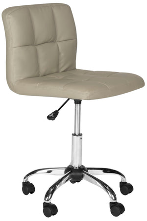 Safavieh Brunner Desk Chair - Modern Bauhaus Design With Quilted Vegan Leather And Chrome Swivel Base For Comfort Grey FOX8510C