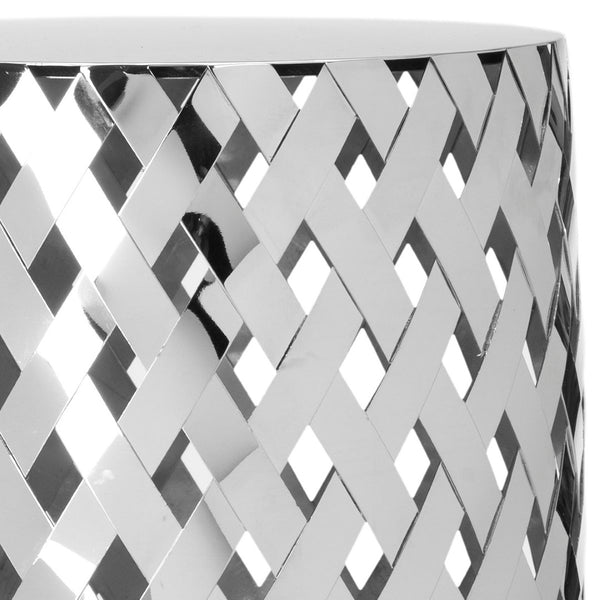 Safavieh Rita Round Weave End Table - Vintage Glamour Meets Modern Elegance With Glass Top & Steel Frame FOX9000A