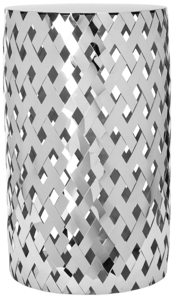Safavieh Rita Round Weave End Table - Vintage Glamour Meets Modern Elegance With Glass Top & Steel Frame FOX9000A