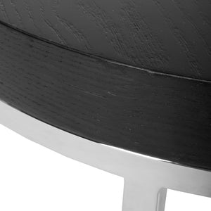 Safavieh Anderson Round End Table - Modern Wenge Wood & Stainless Steel Accent For Stylish Living Spaces FOX9002A