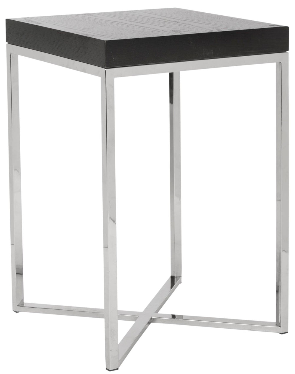 Safavieh Anderson Square End Table - Modern Black Veneer & Stainless Steel Accent For Stylish Interiors FOX9003A