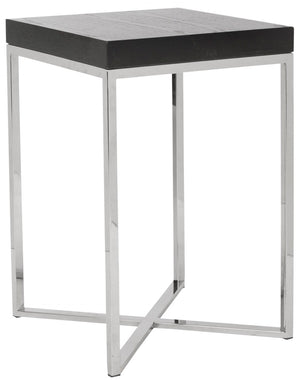 Safavieh Anderson Square End Table - Modern Black Veneer & Stainless Steel Accent For Stylish Interiors FOX9003A