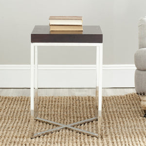 Safavieh Anderson Square End Table - Modern Black Veneer & Stainless Steel Accent For Stylish Interiors FOX9003A