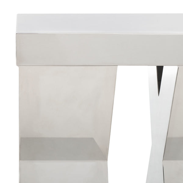 Safavieh Houston Modern X-Frame End Table In Polished Stainless Steel – Chic Accent For Small Spaces FOX9013A