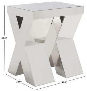 Safavieh Houston Modern X-Frame End Table In Polished Stainless Steel – Chic Accent For Small Spaces FOX9013A