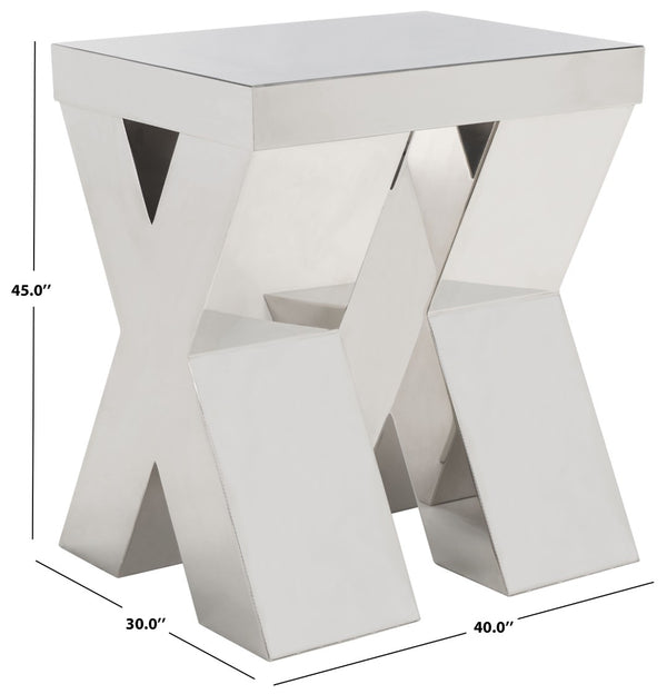 Safavieh Houston Modern X-Frame End Table In Polished Stainless Steel – Chic Accent For Small Spaces FOX9013A