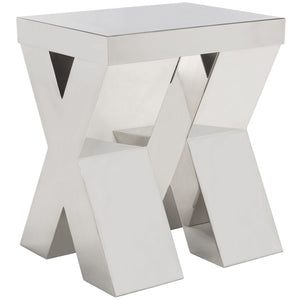 Safavieh Houston Modern X-Frame End Table In Polished Stainless Steel – Chic Accent For Small Spaces FOX9013A