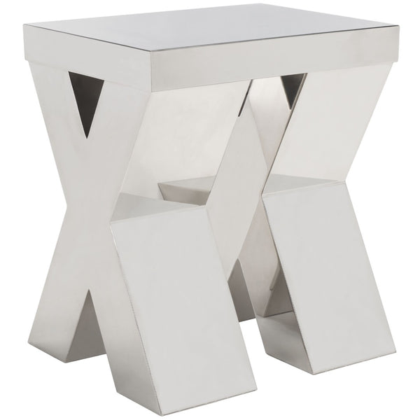 Safavieh Houston Modern X-Frame End Table In Polished Stainless Steel – Chic Accent For Small Spaces FOX9013A