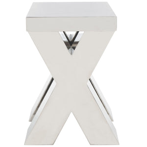 Safavieh Houston Modern X-Frame End Table In Polished Stainless Steel – Chic Accent For Small Spaces FOX9013A