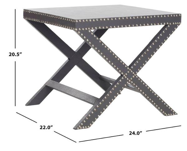 Safavieh Jeanine Grey Accent Table – Art Deco Glamour, Iron Nail-Head Detail, Perfect For Small Spaces & Style FOX9500A