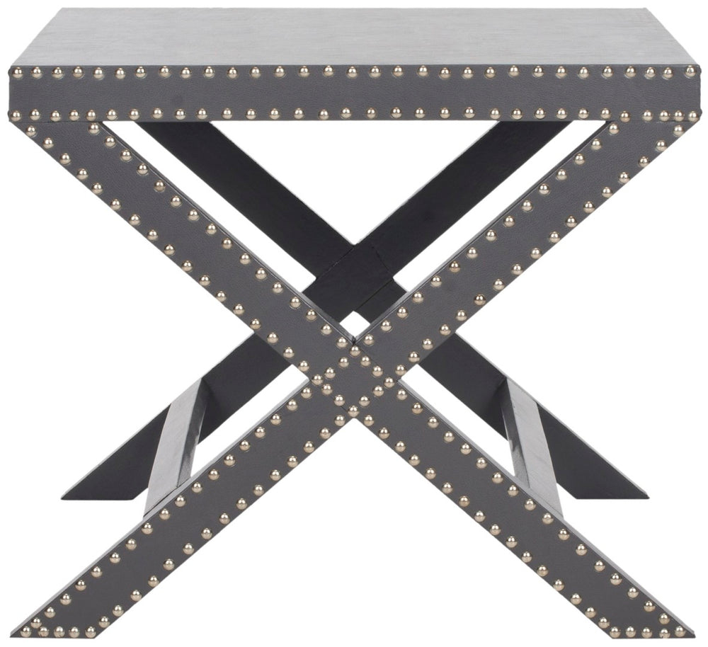 Safavieh Jeanine Grey Accent Table – Art Deco Glamour, Iron Nail-Head Detail, Perfect For Small Spaces & Style FOX9500A