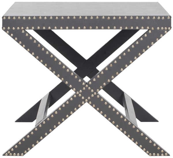 Safavieh Jeanine Grey Accent Table – Art Deco Glamour, Iron Nail-Head Detail, Perfect For Small Spaces & Style FOX9500A