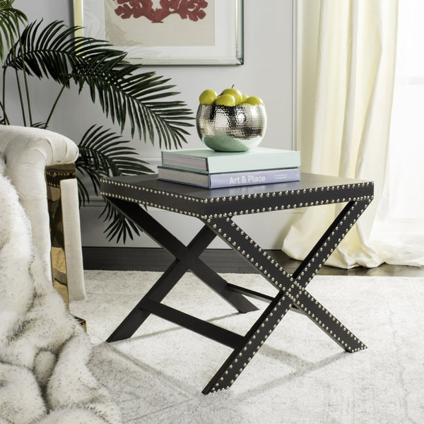 Safavieh Jeanine Grey Accent Table – Art Deco Glamour, Iron Nail-Head Detail, Perfect For Small Spaces & Style FOX9500A