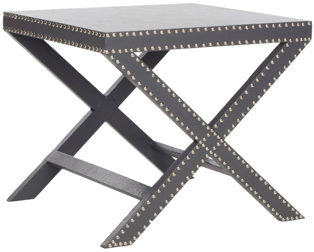 Safavieh Jeanine Grey Accent Table – Art Deco Glamour, Iron Nail-Head Detail, Perfect For Small Spaces & Style FOX9500A