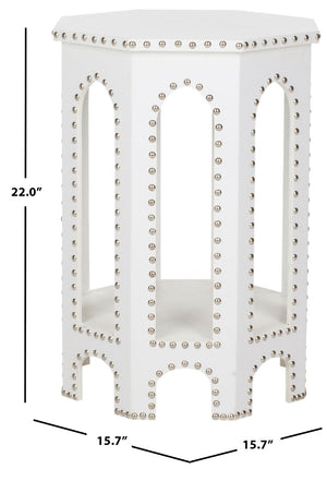 Safavieh Nara End Table - Contemporary White Accent Table With Gothic Design & Elegant Nail Head Details FOX9501C