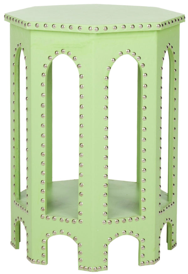 Safavieh Nara Light Green End Table With Silver Nail Heads - Modern Gothic Design For Stylish Spaces FOX9501D