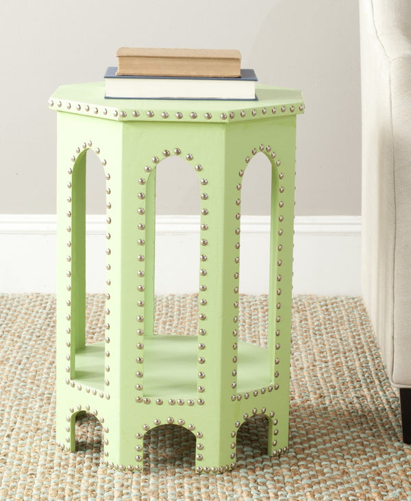 Safavieh Nara Light Green End Table With Silver Nail Heads - Modern Gothic Design For Stylish Spaces FOX9501D