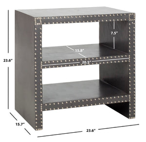 Safavieh Lacey Two-Tier Grey Side Table With Nail-Head Accents For Modern Living Room & Bedroom Style FOX9502A
