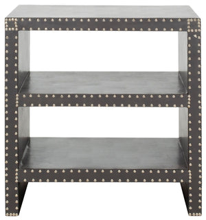 Safavieh Lacey Two-Tier Grey Side Table With Nail-Head Accents For Modern Living Room & Bedroom Style FOX9502A