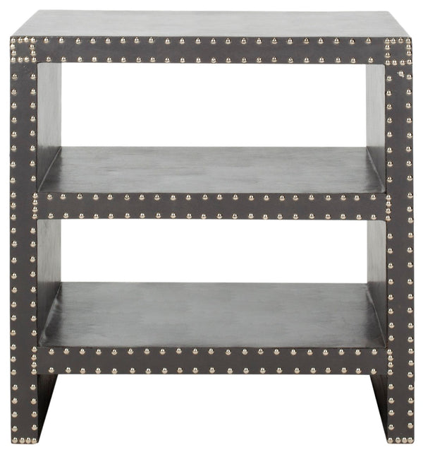 Safavieh Lacey Two-Tier Grey Side Table With Nail-Head Accents For Modern Living Room & Bedroom Style FOX9502A