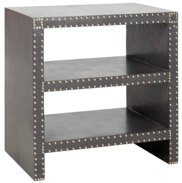 Safavieh Lacey Two-Tier Grey Side Table With Nail-Head Accents For Modern Living Room & Bedroom Style FOX9502A