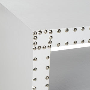 Safavieh Lacey Two-Tier White Side Table - Chic Storage Solution With Nailhead Trim For Modern Interiors FOX9502C