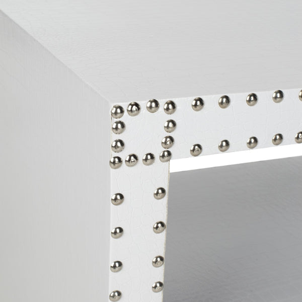 Safavieh Lacey Two-Tier White Side Table - Chic Storage Solution With Nailhead Trim For Modern Interiors FOX9502C