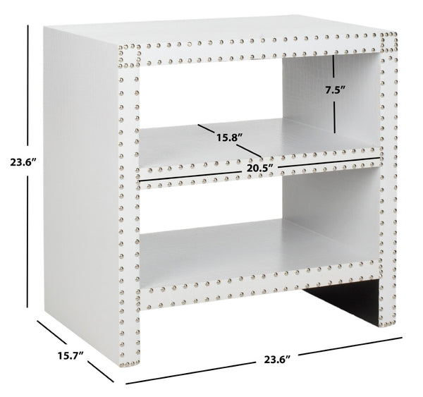 Safavieh Lacey Two-Tier White Side Table - Chic Storage Solution With Nailhead Trim For Modern Interiors FOX9502C