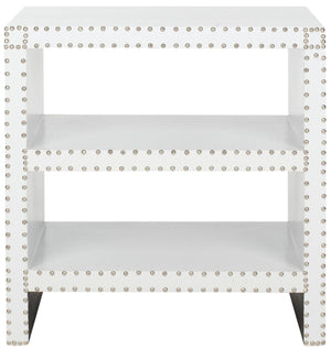 Safavieh Lacey Two-Tier White Side Table - Chic Storage Solution With Nailhead Trim For Modern Interiors FOX9502C