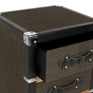 Safavieh Brent Vintage-Inspired 4-Drawer Rolling Chest With Smooth Casters - Stylish Storage In Black-Brown-Silver FOX9504A