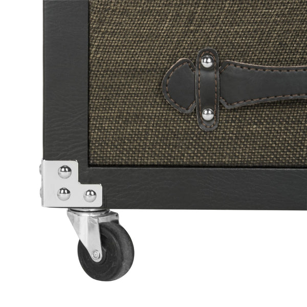 Safavieh Brent Vintage-Inspired 4-Drawer Rolling Chest With Smooth Casters - Stylish Storage In Black-Brown-Silver FOX9504A