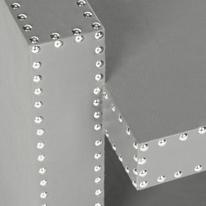 Safavieh Garson Accent Table - Stylish Pu Leather Design With Nailhead Trim For Modern Living Spaces Grey FOX9510A