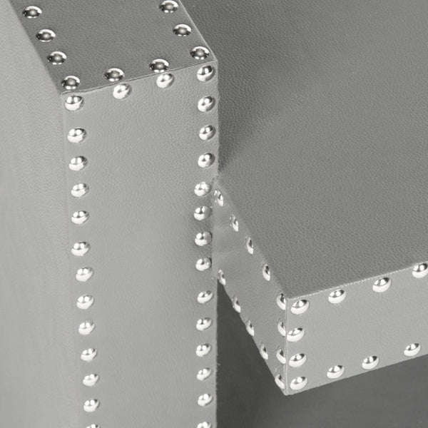 Safavieh Garson Accent Table - Stylish Pu Leather Design With Nailhead Trim For Modern Living Spaces Grey FOX9510A