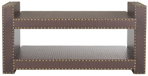 Safavieh Garson Accent Table - Stylish Pu Leather Design With Nailhead Trim For Modern Living Spaces Brown FOX9510C