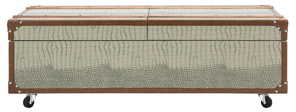 Safavieh Zoe Coffee Table Storage Trunk With Wine Rack Grey FOX9515C