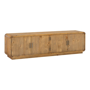 Moe's Home Monterey Media Cabinet - Rustic Pinewood Design With Ample Storage And Elegant Curved Silhouette Natural Solid Pine,Plywood Shelves,Back & Bottom Panels Fr-1027-21