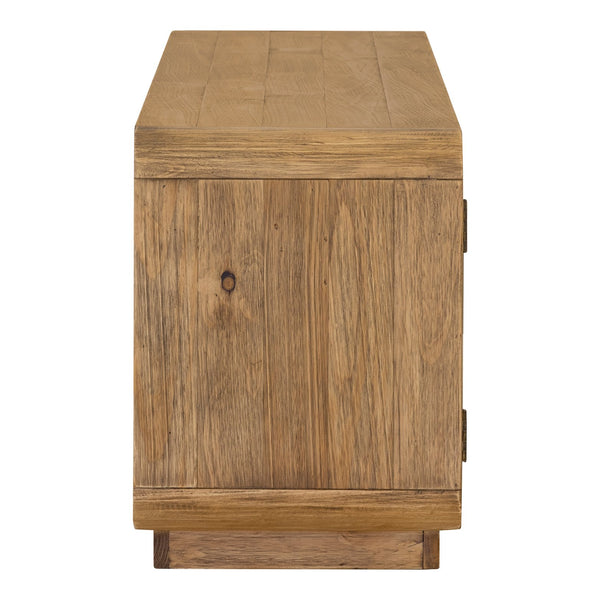 Moe's Home Monterey Media Cabinet - Rustic Pinewood Design With Ample Storage And Elegant Curved Silhouette Natural Solid Pine,Plywood Shelves,Back & Bottom Panels Fr-1027-21