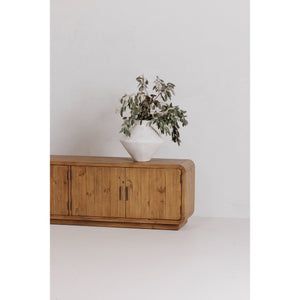 Moe's Home Monterey Media Cabinet - Rustic Pinewood Design With Ample Storage And Elegant Curved Silhouette Natural Solid Pine,Plywood Shelves,Back & Bottom Panels Fr-1027-21