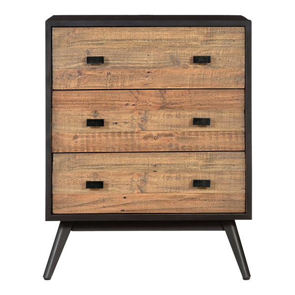 Moe's Home Nova 3-drawer Nightstand With Rustic Two-tone Finish, Sustainable Reclaimed Pine & Ample Storage Black New Pine Frame With Reclaimed Pine Face Boards,New Pine Base Fr-1034-02