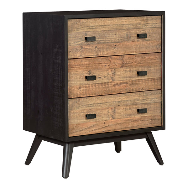 Moe's Home Nova 3-drawer Nightstand With Rustic Two-tone Finish, Sustainable Reclaimed Pine & Ample Storage Black New Pine Frame With Reclaimed Pine Face Boards,New Pine Base Fr-1034-02