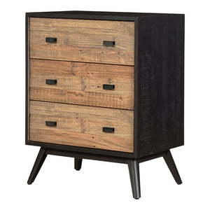 Moe's Home Nova 3-drawer Nightstand With Rustic Two-tone Finish, Sustainable Reclaimed Pine & Ample Storage Black New Pine Frame With Reclaimed Pine Face Boards,New Pine Base Fr-1034-02