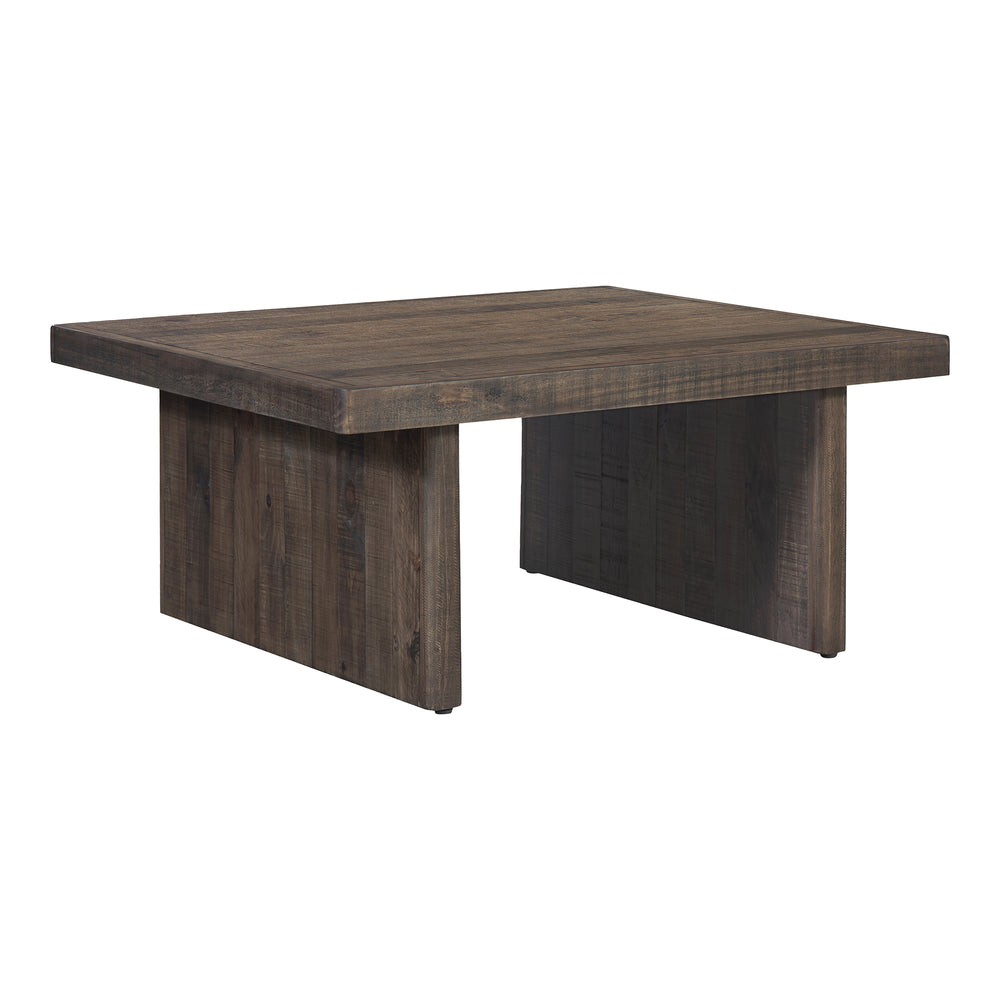 Moe's Home Monterey Square Coffee Table - Rustic Pinewood Design With Driftwood Finish For Earthy Elegance Brown Solid Pine Fr-1036-29