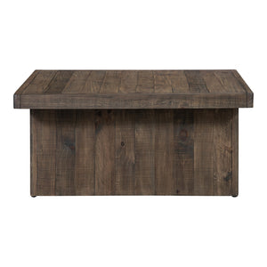 Moe's Home Monterey Square Coffee Table - Rustic Pinewood Design With Driftwood Finish For Earthy Elegance Brown Solid Pine Fr-1036-29