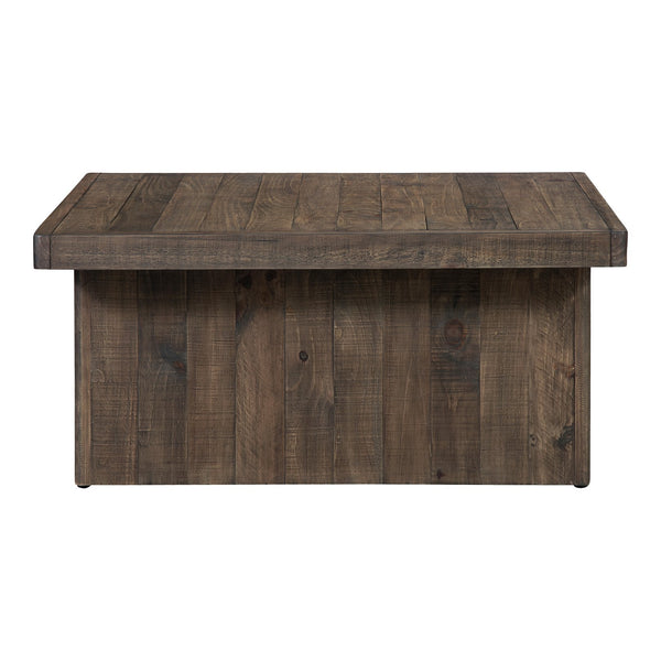 Moe's Home Monterey Square Coffee Table - Rustic Pinewood Design With Driftwood Finish For Earthy Elegance Brown Solid Pine Fr-1036-29
