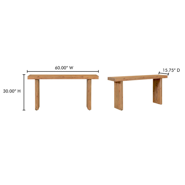 Moe's Home Monterey Console Table - Elegant Solid Pinewood Design With Natural Variations For Earthy Charm Natural Solid Pine Fr-1037-21