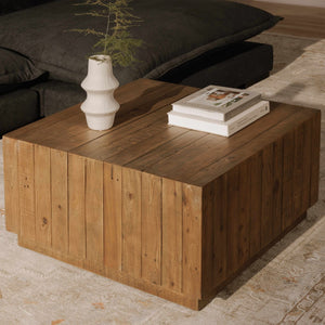 Moe's Home Jasper Coffee Table - Eco-friendly Reclaimed Pine Design With Unique Character And Pedestal Base Brown Reclaimed Pine Fr-1038-03