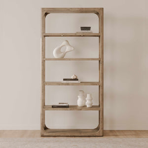 Moe's Home Abbott Bookshelf: Solid Pine Charm With Open Shelves For Versatile Storage And Display Solutions Brown Pine Wood Fr-1041-03