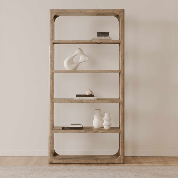 Moe's Home Abbott Bookshelf: Solid Pine Charm With Open Shelves For Versatile Storage And Display Solutions Brown Pine Wood Fr-1041-03