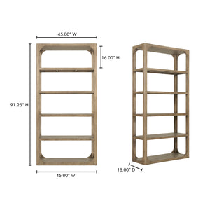 Moe's Home Abbott Bookshelf: Solid Pine Charm With Open Shelves For Versatile Storage And Display Solutions Brown Pine Wood Fr-1041-03